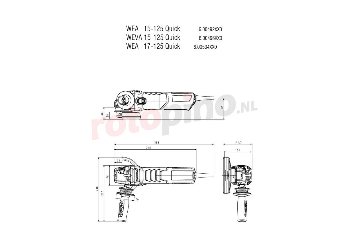 Haakse Slijper Metabo WEVA 15-125 Quick - Rotopino.nl 5 Haakse Slijper Metabo WEVA 15-125 Quick - Rotopino.nl - Afbeelding 5